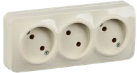 RS23-2-XK Triple socket without grounding contact 16A with opening installation GLORY (cream) IEK