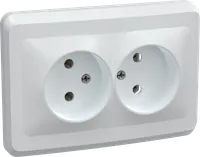 VEGA 2-gang socket without grounding without protective shutters 10A RS12-2-ВБ white IEK