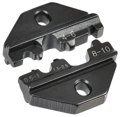 Матрица сменная типа МСК серии ARMA2L 3 предназначена для опрессовки неизолированных наконечников и гильз
Количество гнёзд для обжима в губках - 4.
Профиль обжима - клиновидный.