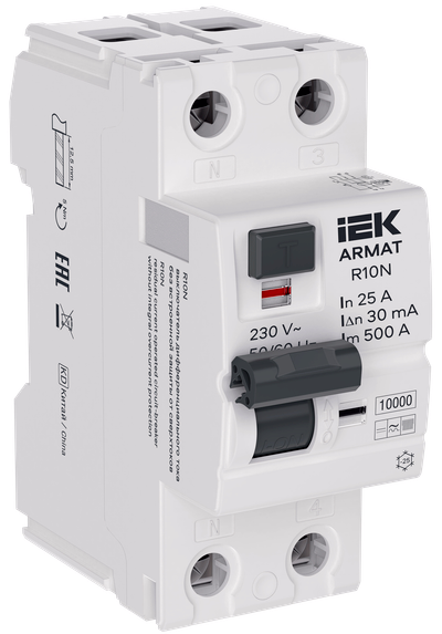ARMAT Выключатель дифференциального тока R10N 2P 25А 30мА тип B IEK