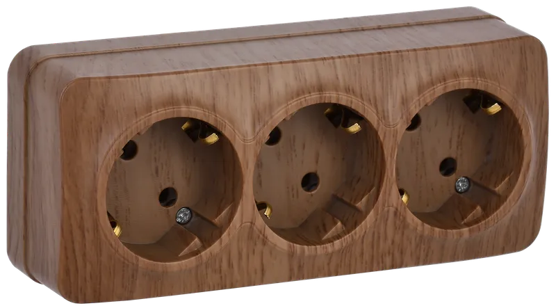 RS23-3-XD Triple socket with grounding contact 16A with opening installation GLORY (oak) IEK