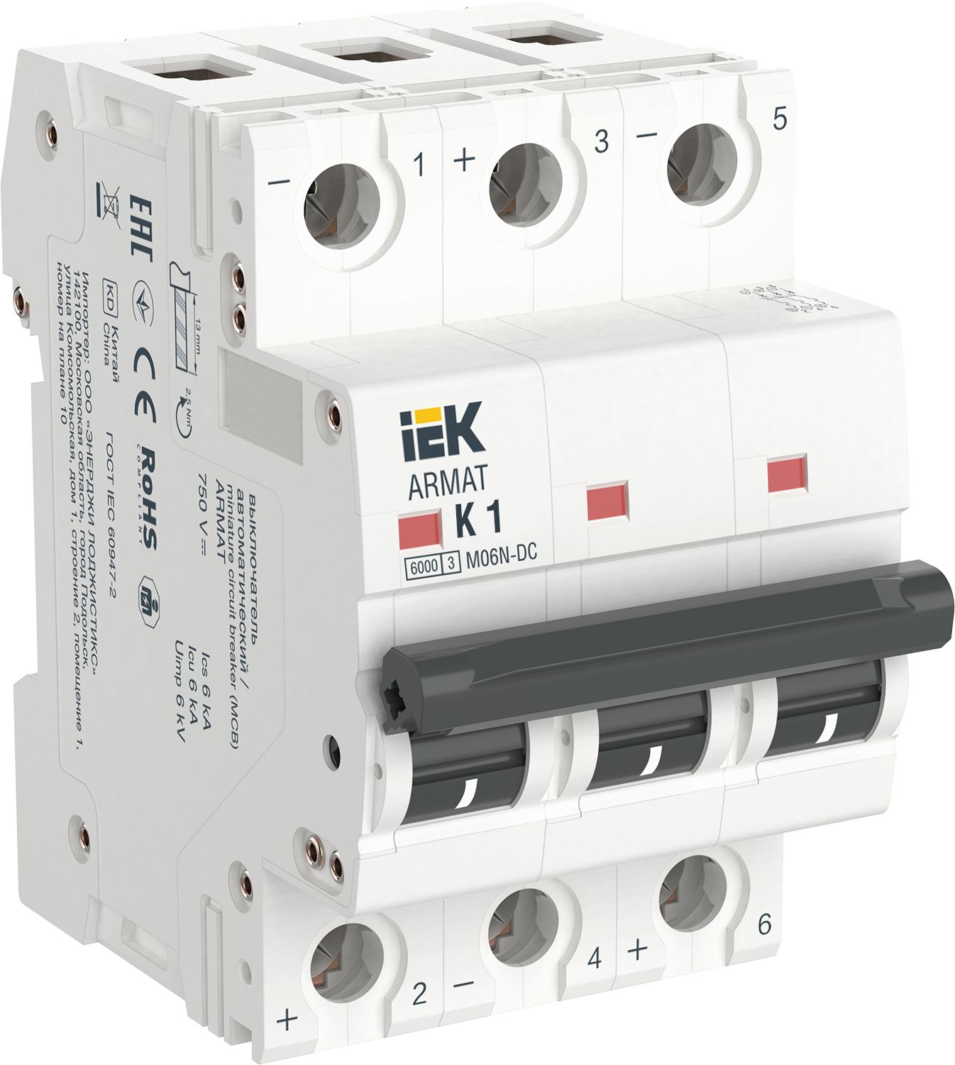 ARMAT Автоматический выключатель M06N-DC 3P K 1А IEK (AR-M06N-3-K001DC)