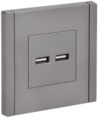 FORTE&PIANO Розетка USB A+A 3,1А FP549 сталь IEK