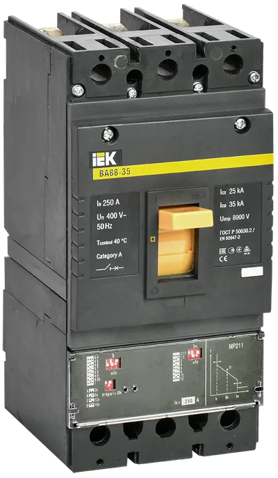 Выключатель автоматический ВА88-35 3Р 250А 35кА с электронным расцепителем MP 211 IEK