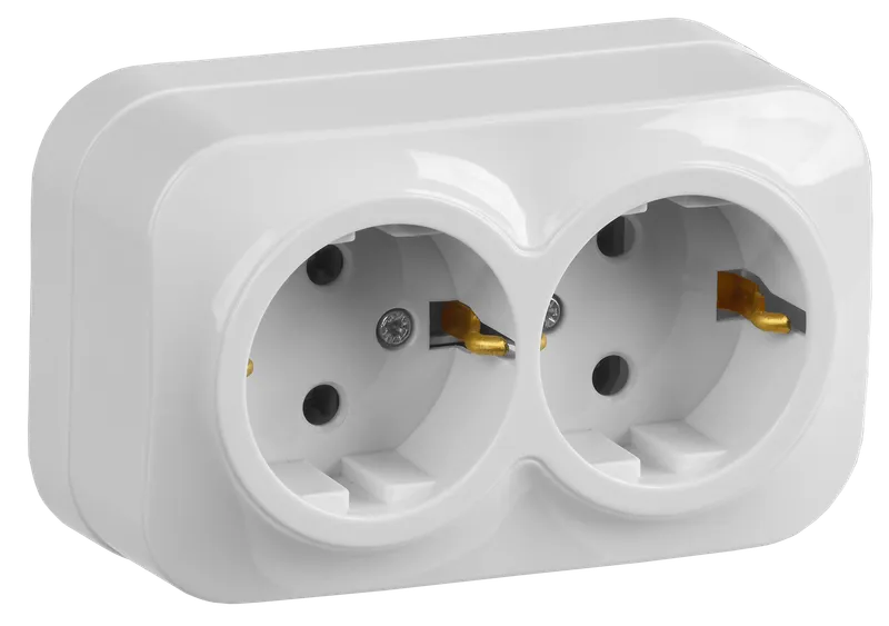 RS22-3-XB Double socket with grounding contact 16Awith opening installation GLORY (white) IEK