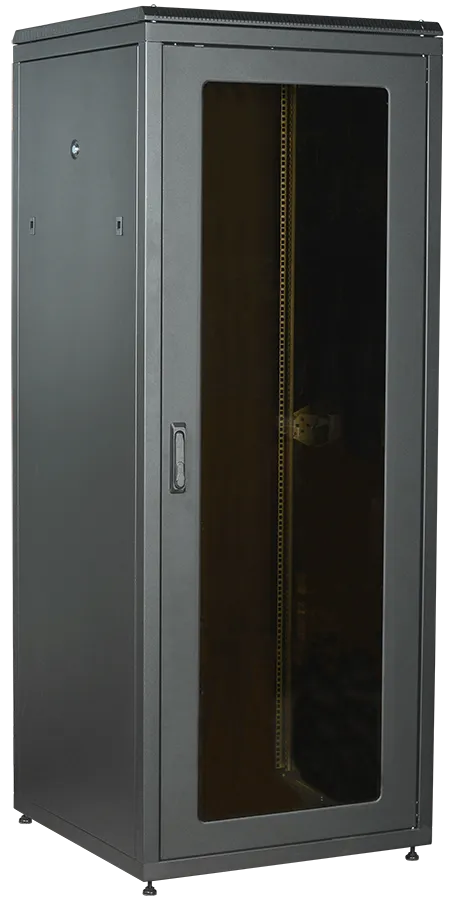 ITK LINEA N Шкаф сетевой 19" 18U 800х800мм стеклянная передняя дверь задняя металлическая черный