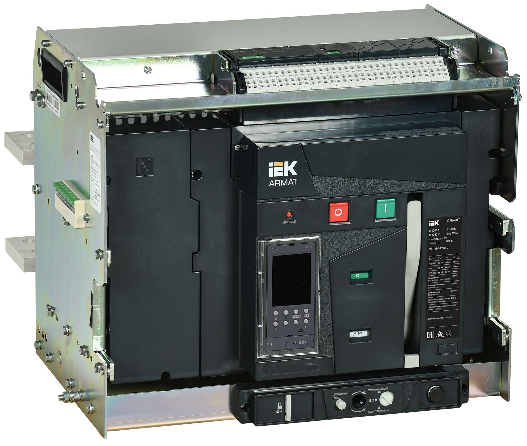 ARMAT AR-A4S TD40 4P W HR Выключатель автоматический воздушный 85кА расцепитель TD 4000А 4P выдвижной с аксессуарами ~220- (AR-ACB-4VF-085-4000A-TDCF)