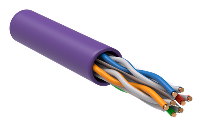 ITK Витая пара U/UTP кат.6 4х2х23AWG solid LSZH нг(А)-HF фиолетовый (305м)