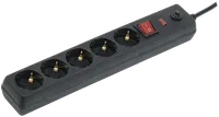Сетевой фильтр СФ-05К-выкл. 5 мест 2Р+PЕ/3метра 3х1мм2 16А черный IEK
