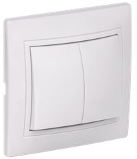 KVARTA Выключатель 2-клавишный 10А кер. ВС10-2-0-КБ белый GENERICA