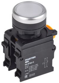 Кнопка d=22мм 1NO+1NC белая MASTER IEK
