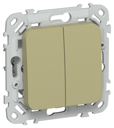 FLITE Выключатель 2-клавишный проходной 10А ВС62-1-0-ФлО оливковый IEK