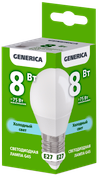 Лампа светодиодная G45 шар 8Вт 230В 6500К E27 GENERICA1