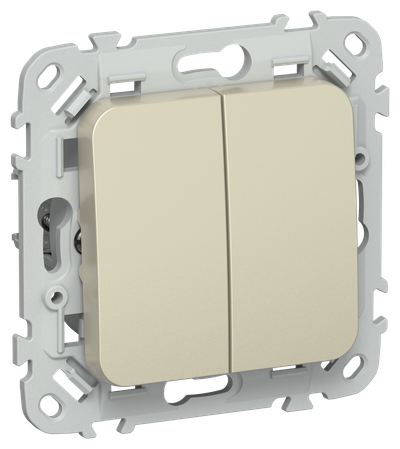 FLITE Выключатель 2-клавишный кнопочный 10А ВС12-2-0-ФлШ шампань IEK