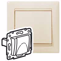 VALENA DIY Розетка 1-местная с заземлением с защитными шторками и крышкой 16А IP20 слоновая кость