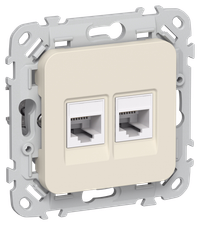 FLITE Розетка 2-местная компьютерная RJ45 категория 5Е UTP РК5е-2-0-ФлСл сливочный IEK