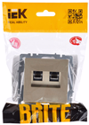 BRITE Розетка двойная RJ11+RJ45 кат.5E РК/Т12-БрШ шампань IEK5