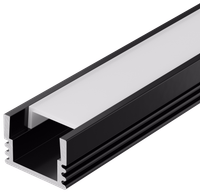 Профиль алюминиевый для светодиодной ленты 1712 накладной прямоугольный 2м с комплектом аксессуаров (опал) черный IEK