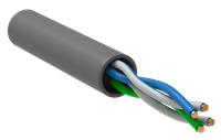 ITK Витая пара U/UTP кат.5E 2х2х24AWG solid PVC 1м серый (100м/бухта)