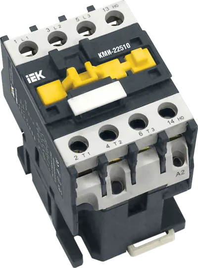KMI AC contactors of general industrial purpose are designed for load currents from 9 to 95 A (AC-3). Intended for actuating, shutting down and reversing of asynchronous motors equipped with a short-circuited rotor for the applied voltage limited to 660V, remote control of lighting (AC-5a, AC-5b), heating circuits and various low-inductance loads (AC-1), switching three-phase capacitor batteries (AC-6b) and primary windings of three-phase low-voltage transformers (AC-6a).
All unit types per load currents limited to 40 A have a single group of auxiliary NO or NC contacts.
Types per load currents exceeding 40 A have two contact groups (NO and NC).
KMI AC contactors 9-95 A application includes fan, pump, thermal curtain, furnace, overhead-track hoist, unit, lighting and automated load transfer systems control.