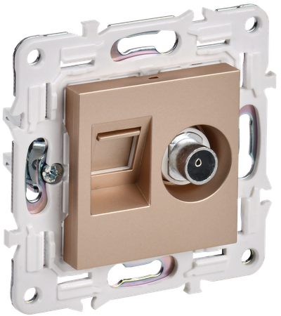 SKANDY Розетка двойная TV+RJ45 кат.6 SK-A15Sa песочный IEK