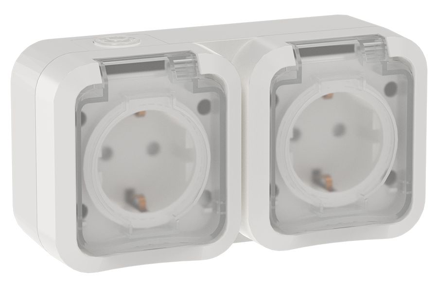 TORS Розетка 2-местная горизонтальная 16А IP55 TS322 белый IEK (TS-R26-16-55-G-K01)