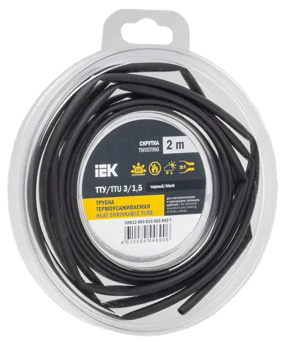 Heat shrink tube TTU ng-LS 3/1.5 black (2m/pack) IEK