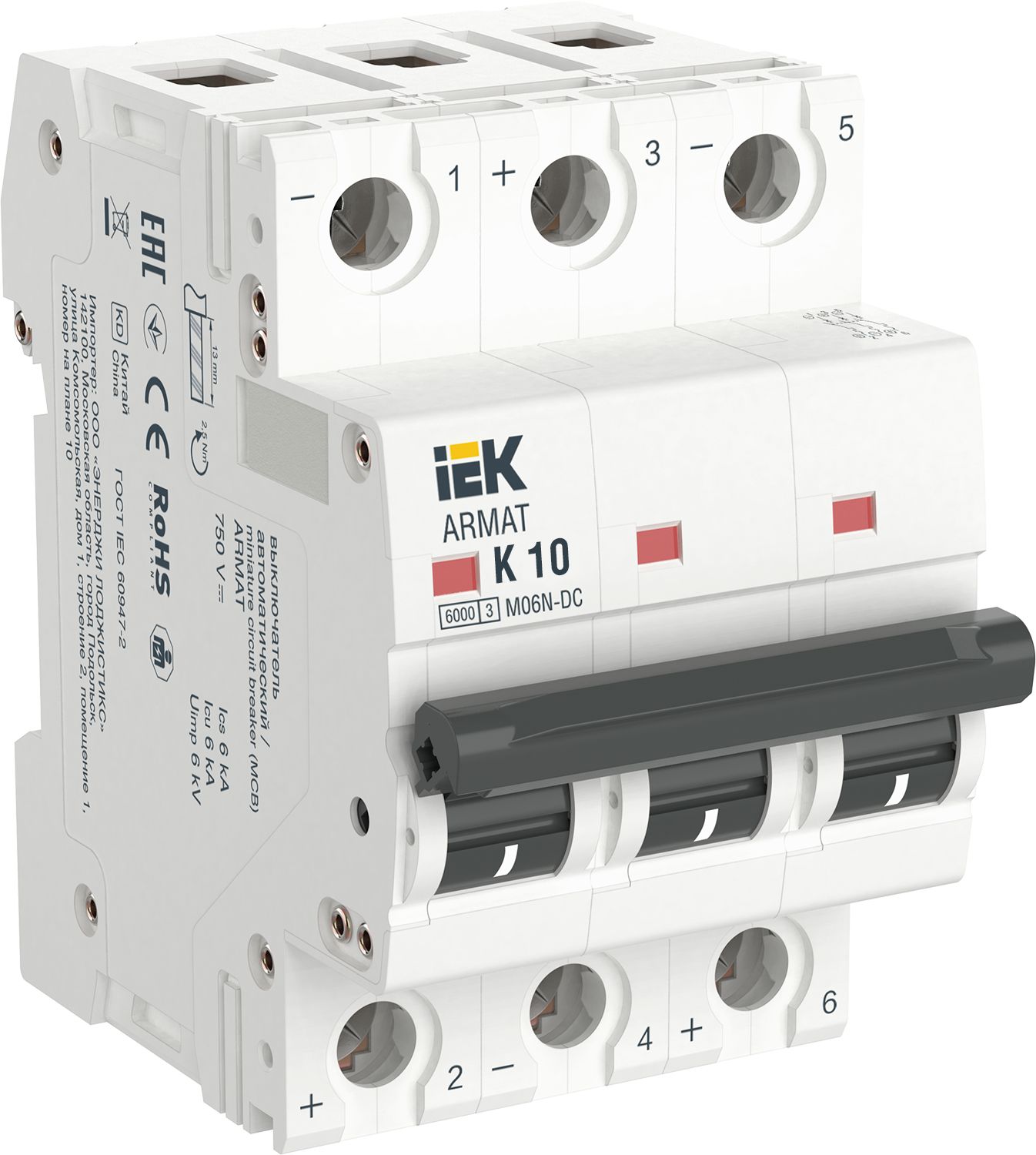 ARMAT Автоматический выключатель M06N-DC 3P K 10А IEK (AR-M06N-3-K010DC)