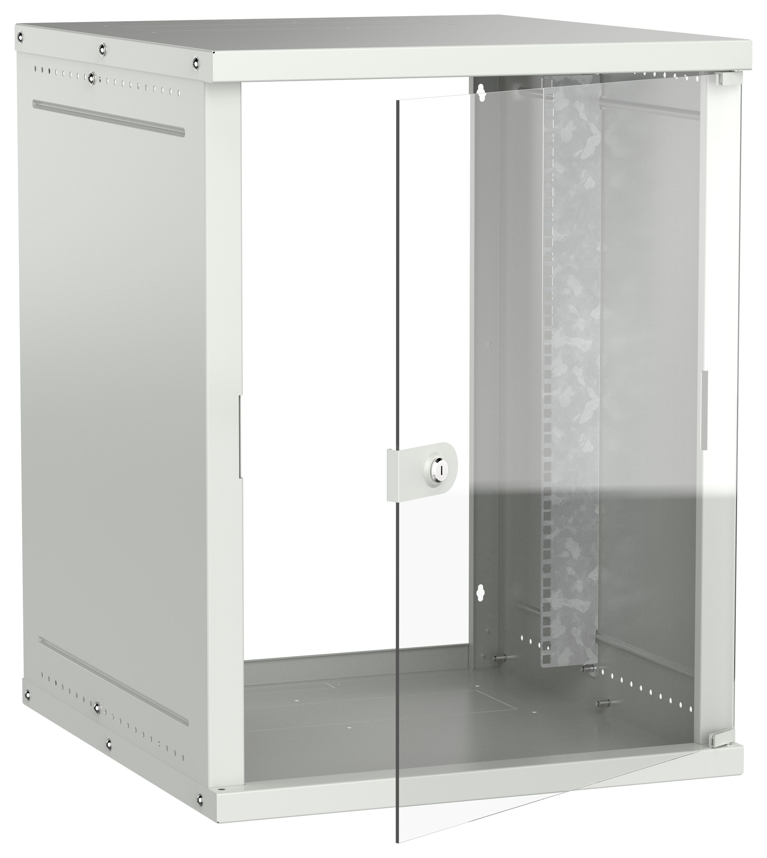 Шкаф настенный 19" 15U 600х650мм стеклянная дверь серый GENERICA (LWE3-15U67-GF-G)