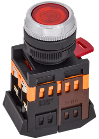 Кнопка ABLFS-22 красный d22мм неон/240В NO+NC GENERICA