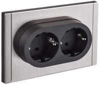 FORTE&PIANO Розетка 2-местная с заземлением с защитными шторками безвинтовое крепление 16А FP723M металл никель IEK