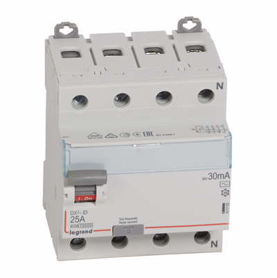 Differential current switch DX3 -ID - 4P - 400V - 25A - type AC - 30ma - 4 modules