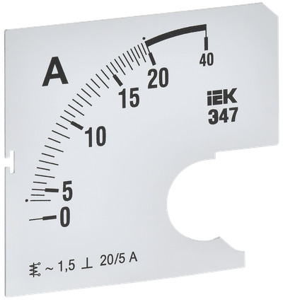 Шкала сменная для амперметра Э47 20/5А класс точности 1,5 72х72мм IEK