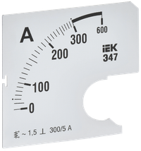 Шкала сменная для амперметра Э47 300/5А класс точности 1,5 72х72мм IEK