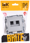 BRITE Розетка двойная RJ11+RJ45 кат.5E РК/Т12-БрА алюминий IEK6