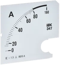Шкала сменная для амперметра Э47 80/5А класс точности 1,5 96х96мм IEK