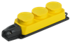 РБ33-1-0м Розетка (колодка) трехместная с защитными крышками ОМЕГА IP44 каучук жёлтая IEK0