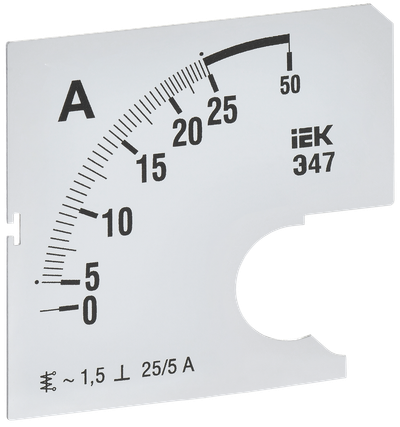 Шкала сменная для амперметра Э47 25/5А класс точности 1,5 72х72мм IEK