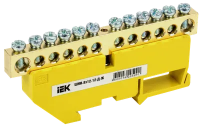 Шина PE "земля" на DIN-изол ШНИ-8х12-12-Д-Ж IEK (YNN10-812-12D-K05 ...