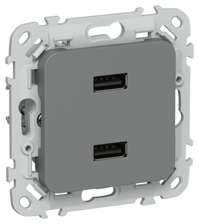 FLITE Розетка USB A+A 3,1А РЮ-2-ФлМА мокрый асфальт IEK