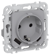 FLITE Single-gang socket with grounding with protective shutters 16A with USB A+C 20W RSYushs11-0-FLS gray IEK0