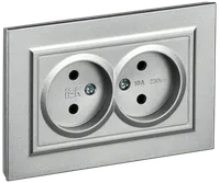 BRITE 2-gang socket without earthing without protective shutters 10A, complete RS12-2-BrA aluminum IEK