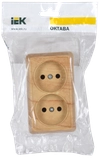 OKTAVA 2-gang socket without grounding for open installation 10A RS22-2-OS pine IEK1