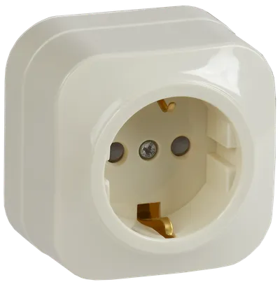 RSSh20-3-XK Single socket with grounding contact with protective shutter 16A open installation GLORY (cream) IEK