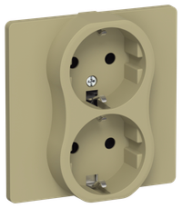 FLITE Розетка 2-местная с заземлением без защитных шторок безвинтовое крепление 16А РС12-1-К-ФлО оливковый IEK