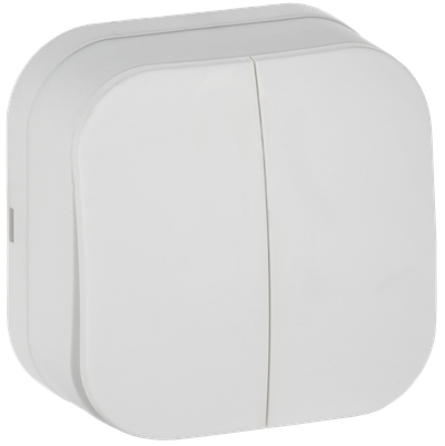 GLORY Выключатель 2-клавишный для открытой установки 10А ВС20-2-0-ХБм белый матовый IEK