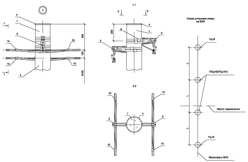 Опора ППд16 деревянная промежуточная переходная двухцепная IEK (ASIP ...