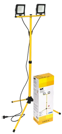 Прожектор светодиодный СДО 06-2x30Ш штатив 6500К IP65 черный IEK