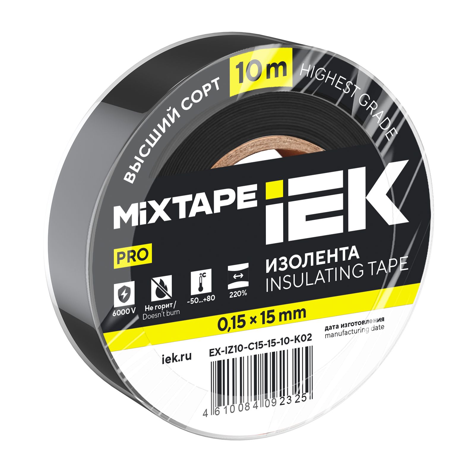 MIXTAPE 7 Изолента 0,15х15мм черная 10м IEK (EX-IZ10-C15-15-10-K02)