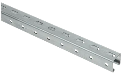 STRUT-profile (traverse) has a high load-carrying capacity and versatility. Racks, cantilever brackets and traverses are made of profiles, complex solutions for the organization of cable routes and other engineering networks are created.
STRUT-perforated profile is designed to fix the bearing elements of the channel nut and full-threaded bolt. The profile has a perforation on the basis of 12,5x27 mm and a lateral perforation with a diameter of 10,5 mm. On the edges of the internal shelves of the profile there is a notch that prevents longitudinal displacement of the mounted parts.